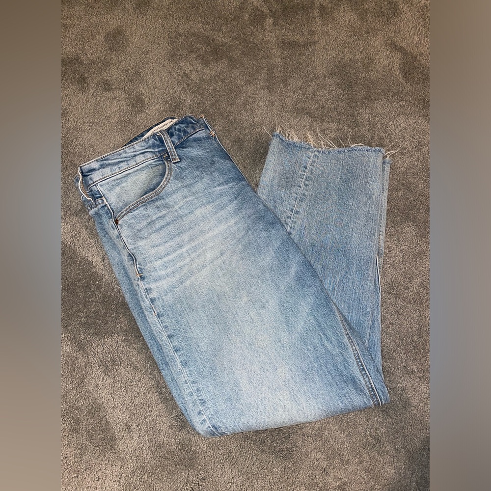 Pilcro And The Letter Press Anthropologie Raw Hem Flare Button Jeans Size 32